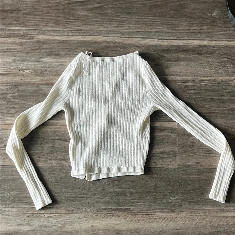 Ivory Ribbed Button-Up Top - Picture 3 of 3